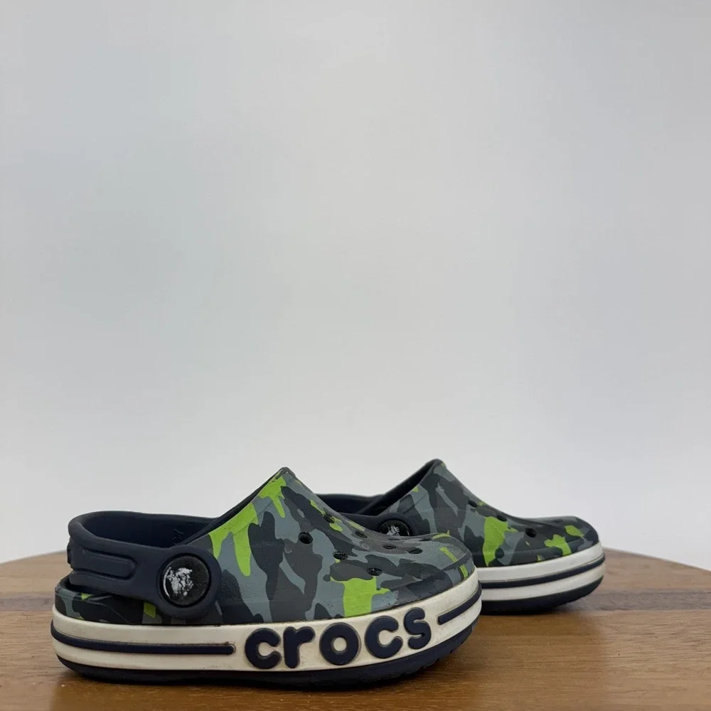Little Kids Crocband Blue Camo Casual Comfort Classic Slip On Clogs Size 7 C GUC